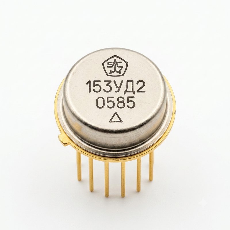153УД2 (153UD2) Soviet Operational Amplifier (Op-Amp) IC - Gold-Plated TO-99 Metal Can